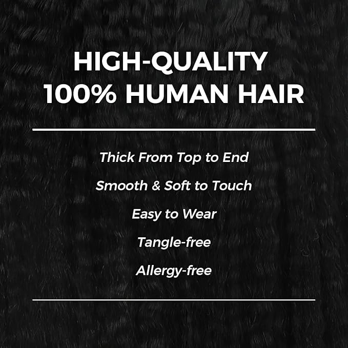 Lashey Seamless Clip in Hair Extensions Human Hair 7pcs 110g Kinky Straight, #1 Jet Black 16 Inch Clip in for Women
