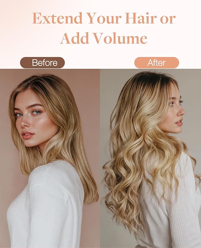 GOO GOO Invisi Edge Tape in Hair Extensions Human Hair, 18D/22F Dirty Blonde Highlights 20pcs injected with 20pcs classical tape ins, 20inch 100g, Virgin Remy Hair, Natural Look