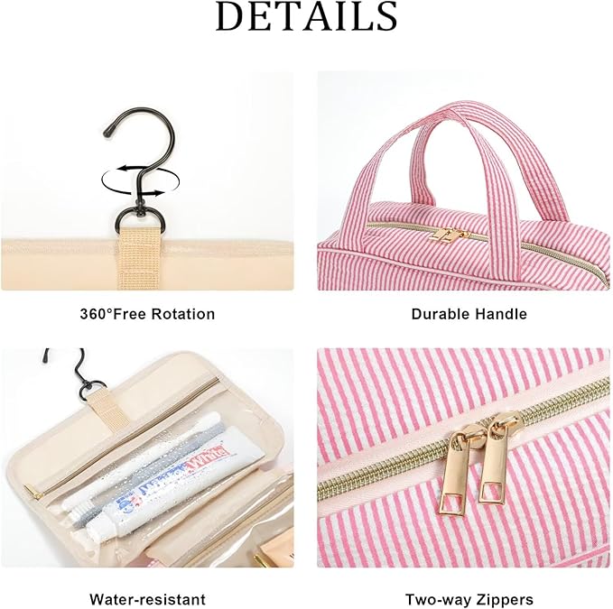 YOOLIFE Hanging Toiletry Bag for Women - Travel Toiletry Bag Makeup Bag, Portable Toiletries Cosmetic Bag, Airplane Travel Essentials - Letter P, Purple