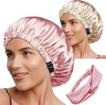Hair Bonnets 3Pcs Satin Bonnet For Sleeping Silky Bonnets Womens Silk Bonnet Night Caps Curly Hair Sleep Cap For Women