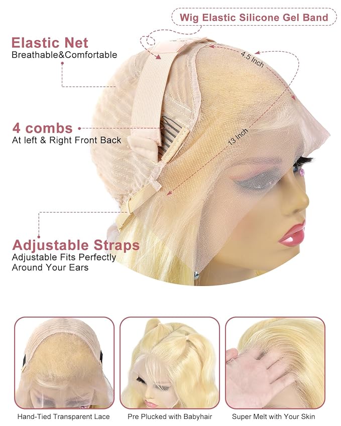 Alididi 613 Lace Front Wig Human Hair 13x4 Blonde Straight Hd Transparent Lace Frontal Wigs Human Hair Pre Plucked With Baby Hair 180% Density Blonde Glueless Wigs Human Hair 22 Inch
