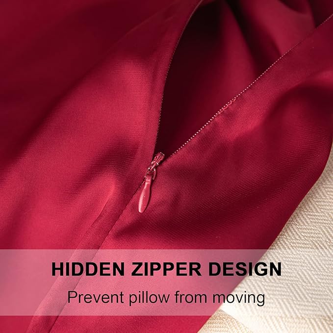 Mulberry Silk Pillowcase for Hair and Skin,Queen Size Cooling Silk Pillow Case with Hidden Zipper,Allergen Proof Dual Sides Soft Breathable Smooth Silk Pillow Cover for Women(Queen,Dark Red)