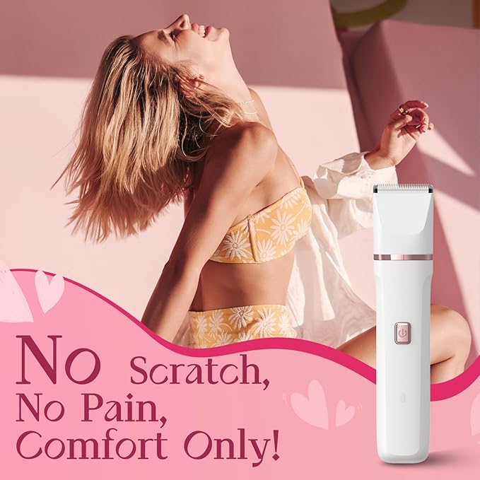 Electric Razor for Women Men - Wet Dry Shave, Waterproof Bikini Trimmer, Pubic Hair Removal Shaver with Hypoallergenic Ceramic Blades, Facial & Body Groomer, USB Recharge, Birthday Gifts - White