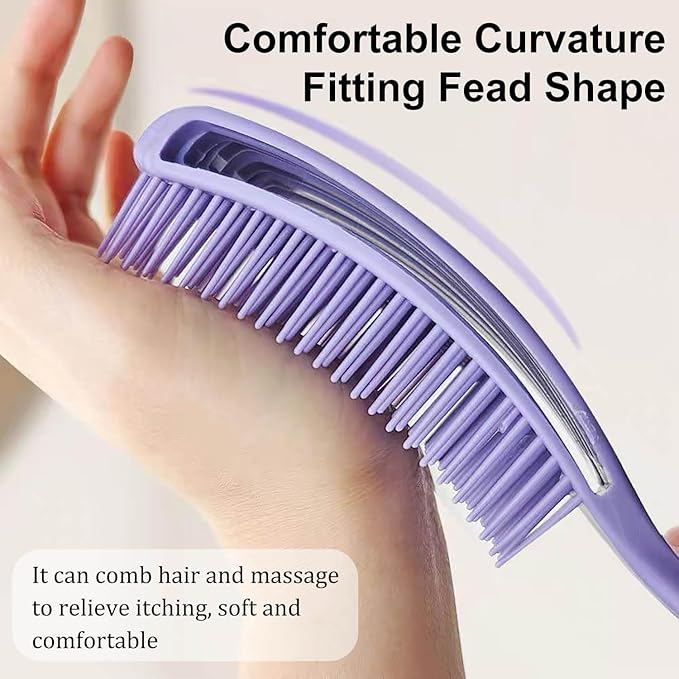 Hair Brush for Afro American/African Hair Textured Professional Curved Vented Brush Wet Dry Curly Hairbrush Detangling Massage Hairdressing Comb (Purple, Big)