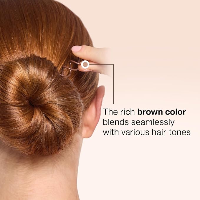 Kitsch Spiral Bobby Pins for Girls and Women - Hair Bun Maker | Rounded Tips, Chip-Resistant Bun Twist Spiral Hair Pins | Secure Hold All-Day | Ideal Gifts for Women - 3Pcs, Brown