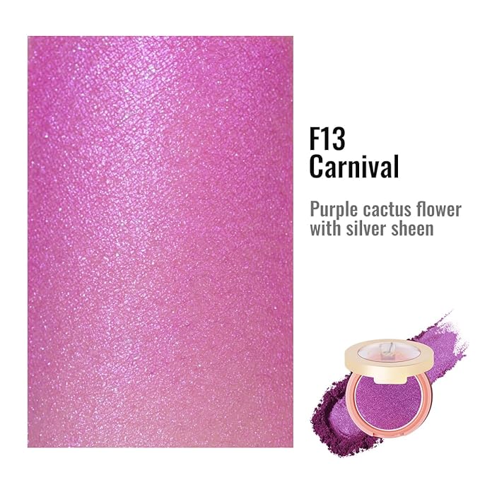 Oulac Luminisers Powdery Blush for Cheeks Sliky Glow,Brighten Skin As Highlighter Blush Makeup, Shimmer Blusher,Buildable and Vegan Cosmetics,4.8g F13 Carnival
