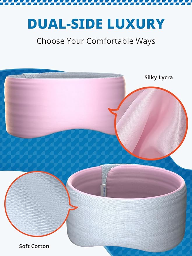 Sleep Mask, Eye Mask for Sleeping, Upgrade Ultra-Soft Blackout Eye Cover for Women Men, Wider Adjustable Strap for Side Sleeper, Travel, Nap, Yoga, Relief Eye, Pink