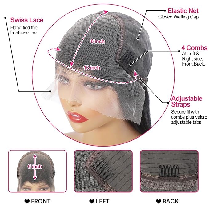 13x6 Deep Wave Lace Front Wigs Human Hair 200% Density HD Lace Front Wigs Human Hair Pre Plucked Natural Color Glueless Wig 100% Virgin Lace Front Wigs for Women（20inch）