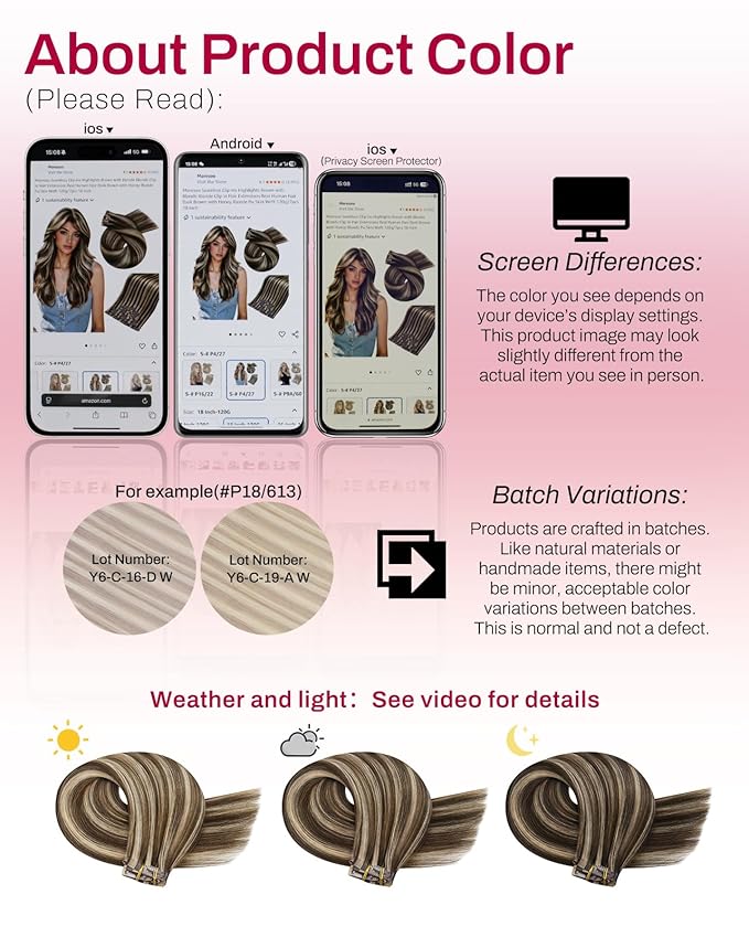 Moresoo Seamless Clip in Hair Extensions Human Hair Dark Brown Blond Highlights Real Human Hair Extensions Clip ins Dark Brown to Caramel Blonde Double Weft 120g/7pcs 16 inch
