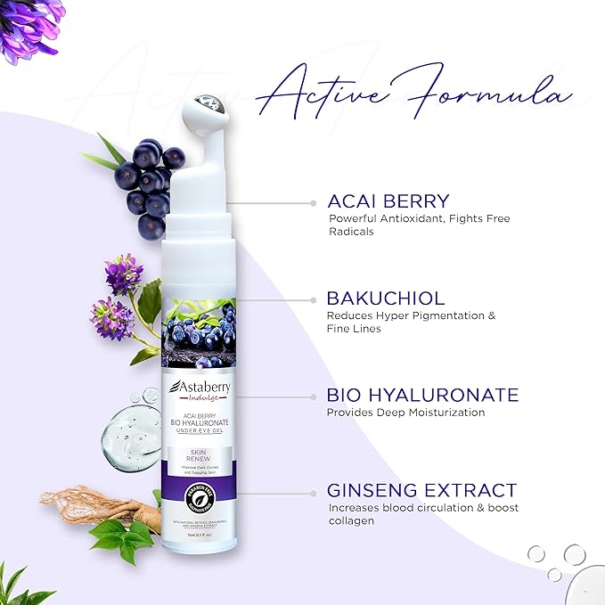 Acai Berry Under Eye Cream For Dark Circles And Puffiness – Hyaluronic Acid, & Retinol Repairs Fine Lines, Wrinkles & Bags Under Eye Area