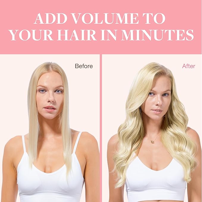 GOO GOO Clip in Hair Extensions Real Human Hair, Remy Human Hair Extensions Clip ins for Women, Natural Human Hair, 22inch 120g 7Pcs, #O7/60F