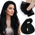 Sunny Hair Tape in Hair Extensions Real Human Hair Invisible Remy Hair Extensions Tape ins for Women Jet Black 14 inch 25G