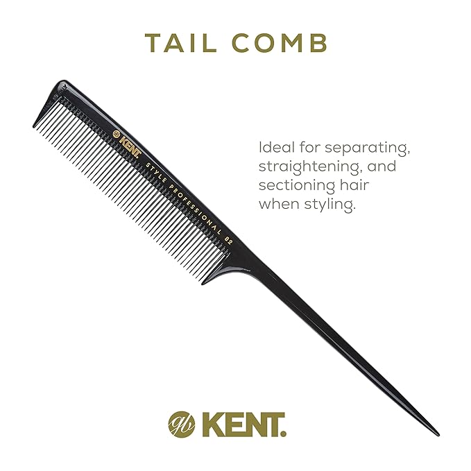 Kent SPC82 Fine Tooth Salon-Style Dressing Comb - Professional Barber Haircut Comb for Styling and Teasing - Quality Barber Supplies - Saw-cut Handmade in England