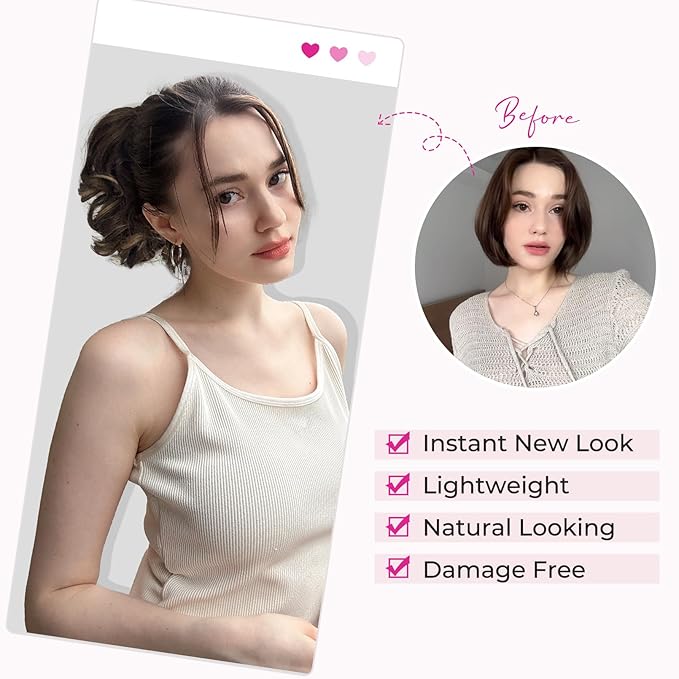 REECHO Ponytail Extension, 9" Claw Clip in Short Curly Wavy Pony Hair Extension Jaw Clip on Pony Tail HP001 Hairpiece for Women - Dark Ash Blonde with Golden Ends