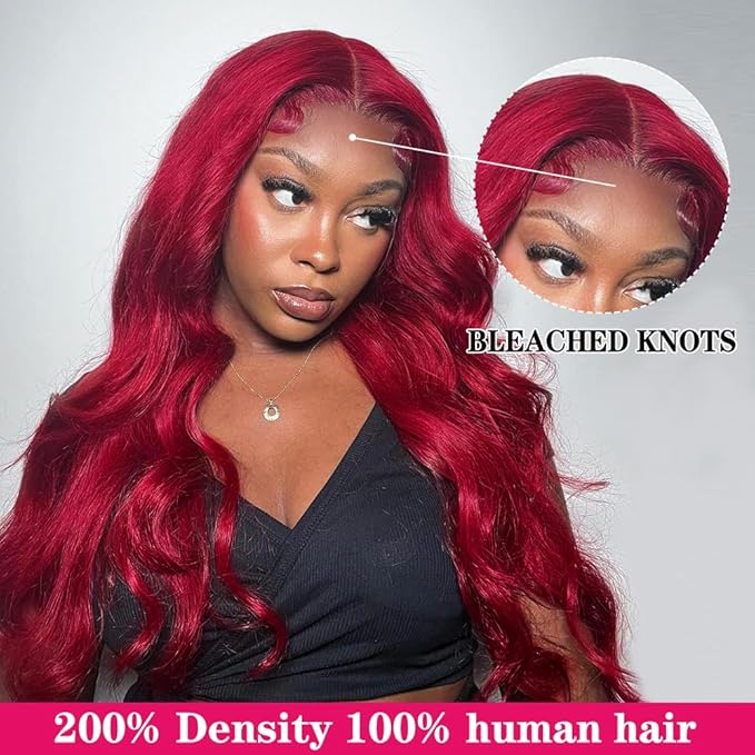 99j Burgundy Lace Front Wigs Human Hair Pre Plucked with Body Wave Lace Frontal Wigs Human Hair 200% Density Human Hair Lace Front wigs for Women HD Transparent Lace Frontal Wigs Human Hair 26inch