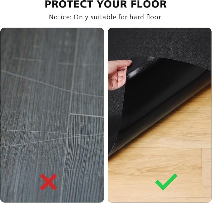 Vinyl Floor Mat for Home, Black Waterproof Area Mat for Under Dining Room Table, Sturdy Plastic Rug Protector for Kitchen, Living Room, Yard, Garage, Large Baby Play Mat (8'×12')