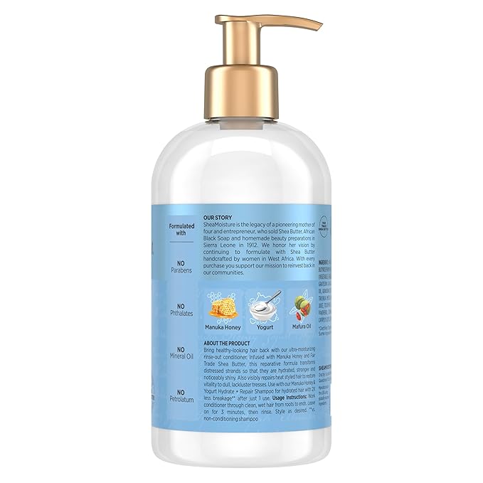 SheaMoisture Hydrate & Repair Condtioner Manuka Honey and Yogurt Conditioner for Damaged Hair Shea Butter Conditioner 13 oz