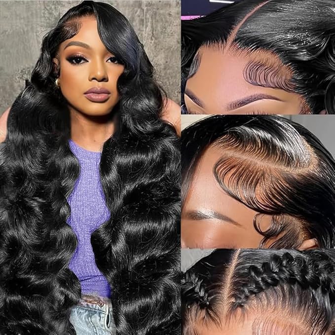 AMIRTY 250 Density 13x6 Lace Front Wigs Human Hair Pre Plucked Real Virgin Human Hair Wig Invisilbe Hairline Tiny Knots Body Wave HD Lace Frontal Wigs 3X Longer Lifespan 18 Inch