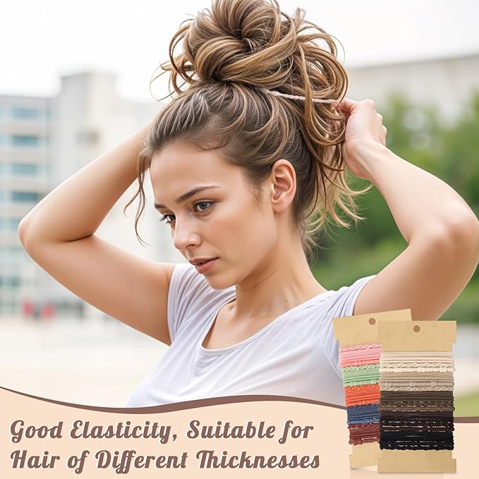 40 Pcs Boho Hair Ties, Hair Ties Bracelets for Women Boho Ponytail Holders Stocking Stuffers for Teen Girls