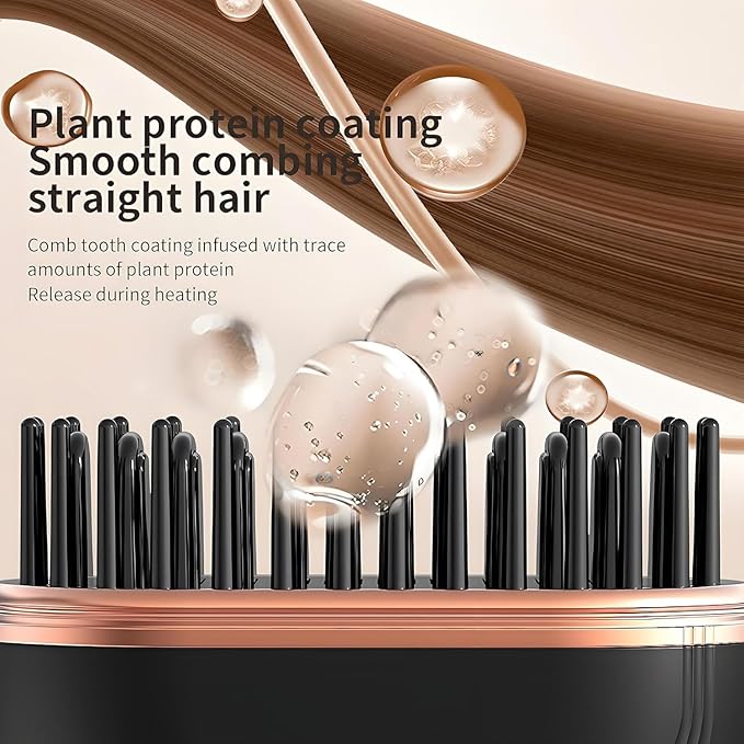 Mini Hair Straightener, Rechargeable Wireless Portable Hair Straightener Brush, 3-Speed Temperature Control, Rapid Heating & Anti Scald Shell, Lightweight and Portable for Travel (Black)
