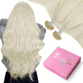 YoungSee Blonde U Tip Hair Extensions Human Hair Hot Fusion K Tips Human Hair Extensions Platinum Blonde Utips Hair Extension Real Hair for Thin Hair Keratin Hair Extension 18In 1G/S 50G