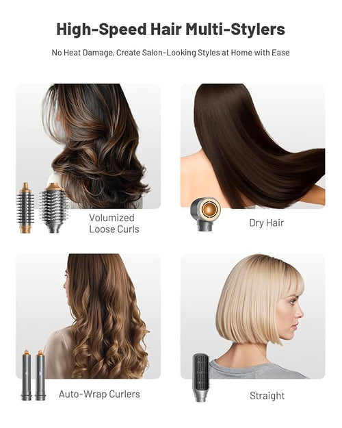 6 in 1 Hot Air Styler & Hair Styler- High-Speed Hair Dryer Brush, Fast Drying Blow Dryer Brush No Heat Damage Multi-Styler Auto Wrap Curlers for Volumizing Curl Straighten Frizz-Free with Travel Bag