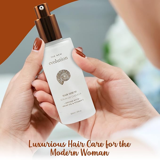 Evolution Argan Oil Serum - Vitamin E Treatment for Softening and Straightening Dry Hair - With Aloe Vera (4 Pack)