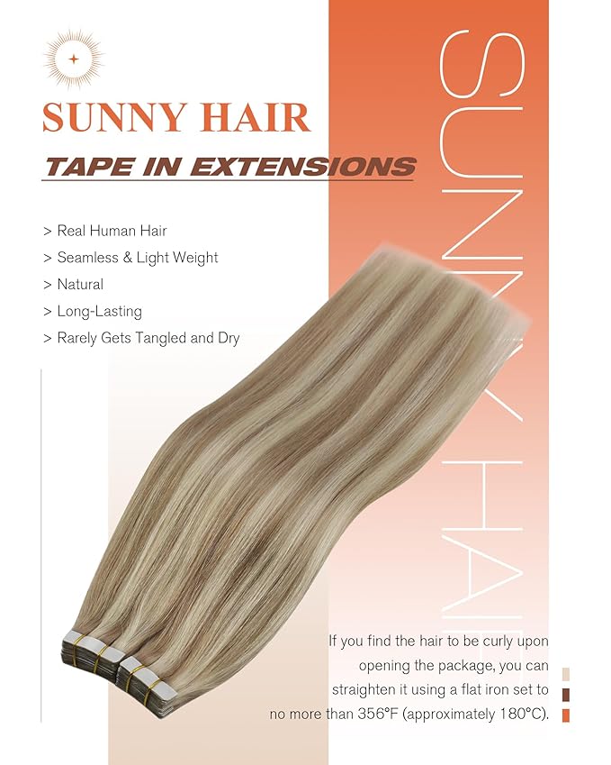 Sunny Hair Tape in Hair Extensions Human Hair, Blonde Hair Extensions Tape in Highlight Blonde Human Hair Tape in Extensions 12 inch 30G