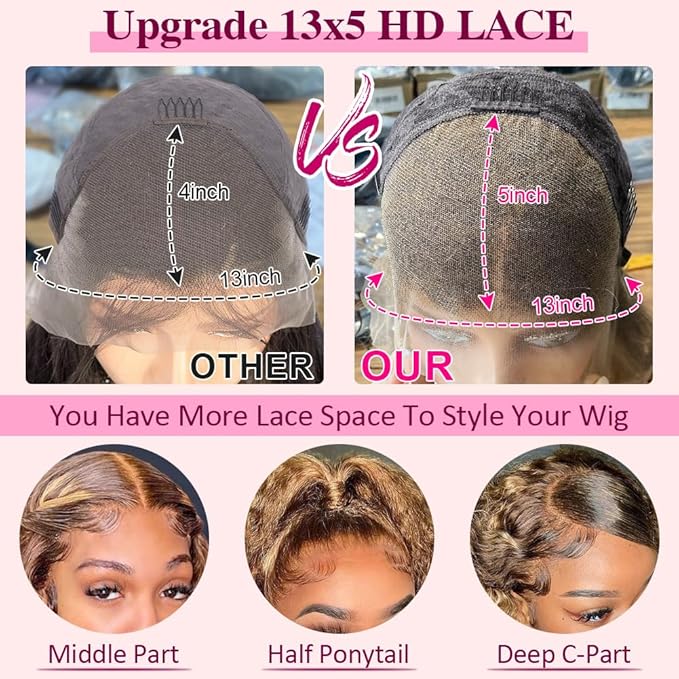 CYNOSURE 13x5 Highlight Ombre Deep Wave Curly Lace Front Wigs Human Hair 26Inch Honey Blonde Deep Curly Wig HD Transparent Lace Frontal Wigs Pre Plucked 180 Density Human Hair for Women