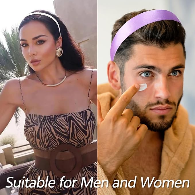VELSCRUN Headbands for Women 7 Pcs Different Bright Purple Knotted Solid Pearl Head Bands Non Slip Hair Band for Womens Gilrs Thin Thick Short Hair Fashion Accessories