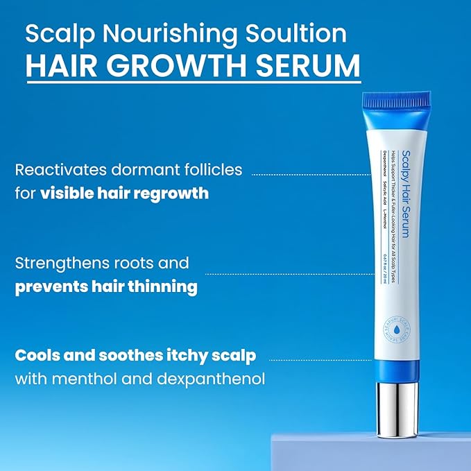 Scalpy Hair Growth Serum for Men & Women for Hair Loss & Regrowth | Scalp Treatment with Salicylic Acid, Menthol, Dexpanthenol | Non-Greasy, Lightweight (1.34 Fl Oz)