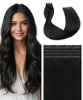 SURNEL Invisi Tape in Hair Extensions Huaman 16 Inch Natural Black Injected Seamless Tape in Hair Extensions 20 Pcs 35g(#1B,16)