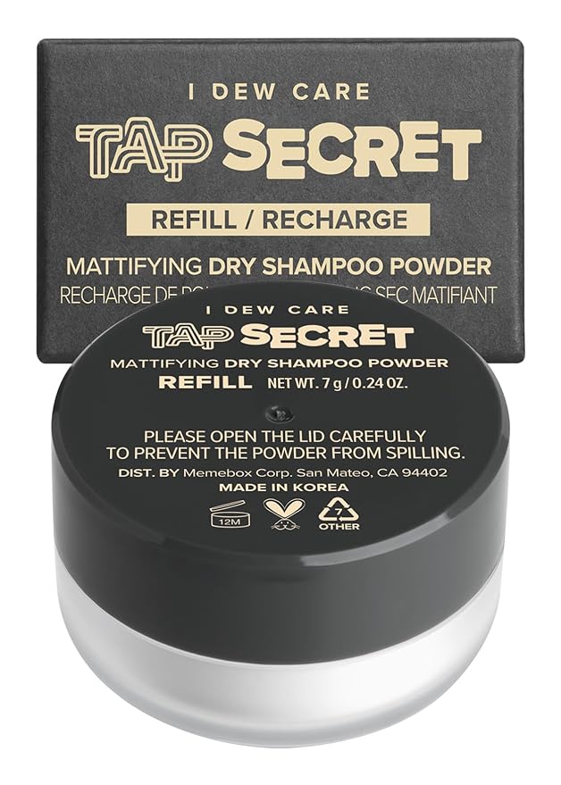 I DEW CARE Tap Secret Dry Shampoo Powder Refill with Biotin | Strengthening & Volumizing, Refillable, Travel size, Non-aerosol, Korean Ginseng, Dry Shampoo for Women, Women Stocking Stuffers, 0.24 Oz