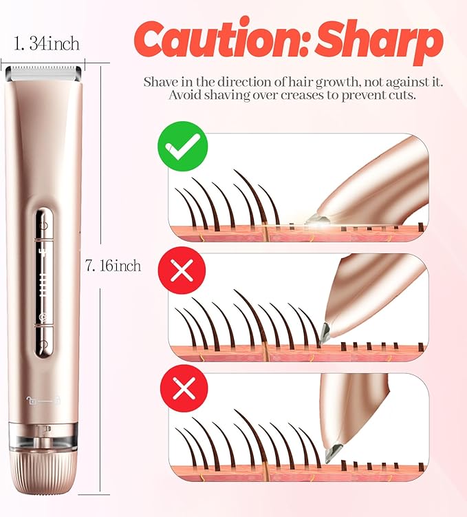 2 in 1 Electric Bikini Trimmer for Women, Dual Head Painless Razor Shaver,Wet & Dry Use Body Hair Trimmer and Facial Hair Remover for Underarm Leg Arm Body Face