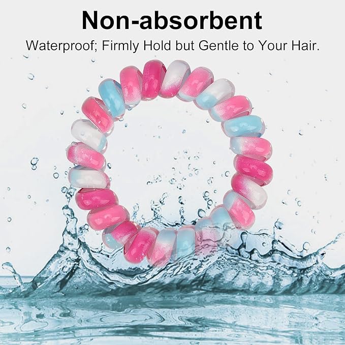 JessLab Spiral Hair Ties for Women, 10-Pack Traceless No-Damage Ponytail Holders, Coils Hair Bands for Girls, Assorted Colors
