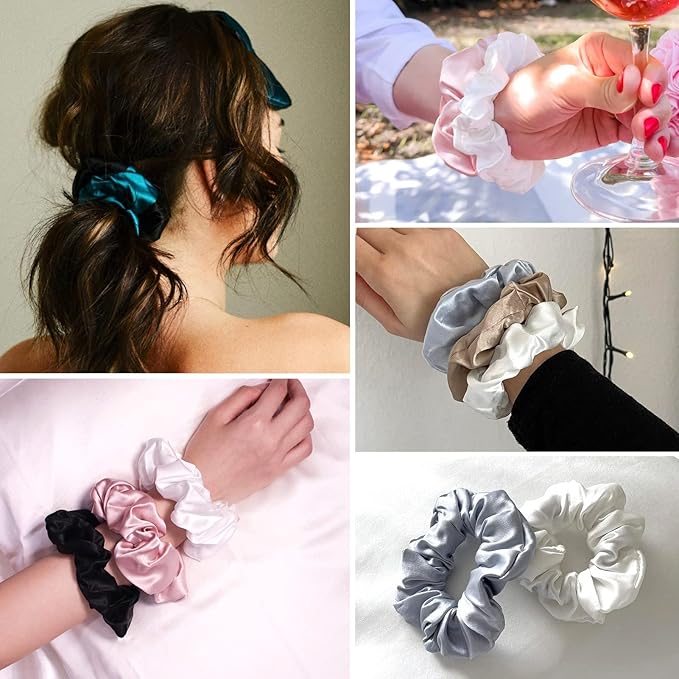 LilySilk Hair Tie, 100% Mulberry Silk Hair Scrunchies for Frizz & Breakage Prevention, Elastic Silk Ponytail Holders, 1Pc, Ivory