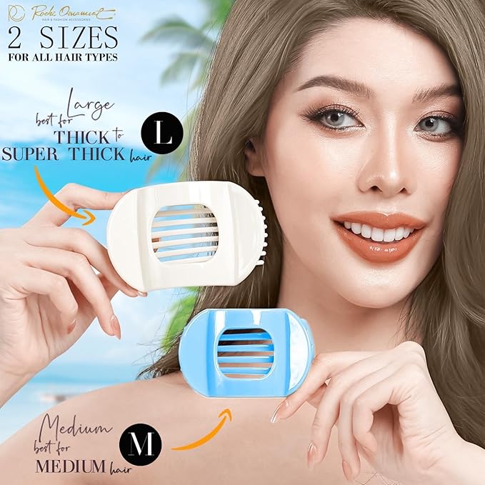 RC ROCHE 6 Pcs Flat Claw Hair Clips for Women Thick Hair French Round Duckbill Square Secure Strong Hold Grip Clamps Barrettes Curved No Slip No Crease Plastic Styling Cute, Medium Pastel