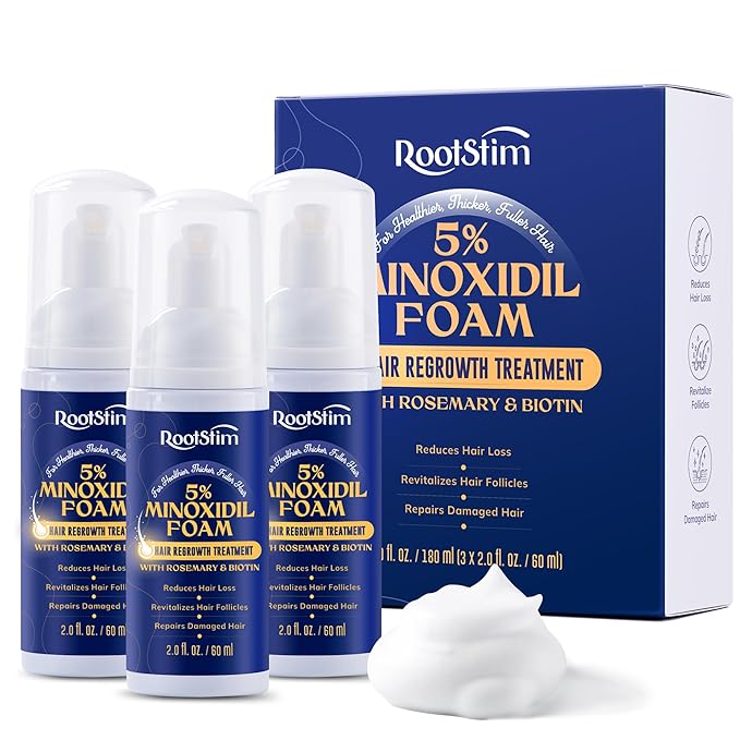 5% Minoxidil Foam for men and women, Extra Strength Hair Regrowth Treatment for Thinning Hair and Hair Loss, Hair Follicle Health – Thicker, Fuller Hair Growth Solution 6 FL.OZ
