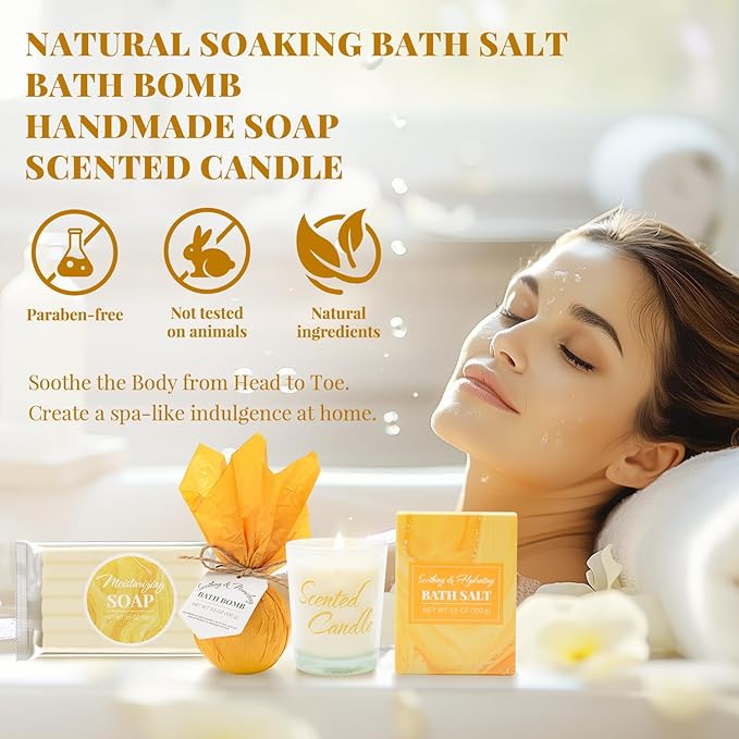 Gift Set for Women 8Pcs Bath and Body Gift Baskets, Vanilla Self Care Present Ideas Birthday Gifts ,Unique Gift Ideas for Her, Women, Mom, Christmas Gifts for Her