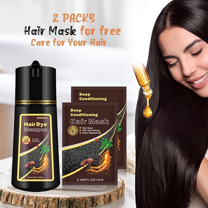Red Hair Dye Shampoo 3 in 1, Semi-Permanent Burgundy Hair Dye, Covers Grays in Minutes, Instant Hair Color Shampoo for Women Men, Champu Para Canas, Burgundy Dye Easy to Use 16.90 Fl Oz