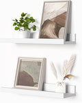 Heimlove Picture Ledge Shelf, Floating Shelves Set of 2, 16 Inches Picture Shelf for Wall with Ledge, Kids Bookshelf Wall Mounted for Living Room Bedroom Decor Books Photo Frames - White