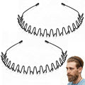 2 Pcs Metal Hair Band, Fashion Wavy Spring Metal Headband for Men & Women, Elastic Non Slip Metals Hairband for Daily Use Outdoor Sports Hair Hoop Hairs Accessories