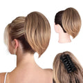 Claw Clip Ponytail Extension - 10 Inch Short Ponytail Extension, Straight Pony Tails Hair Extensions, Synthetic Hair Extensions Ponytail, Clip On Ponytails for Women (Light Brown with Golden Ends)