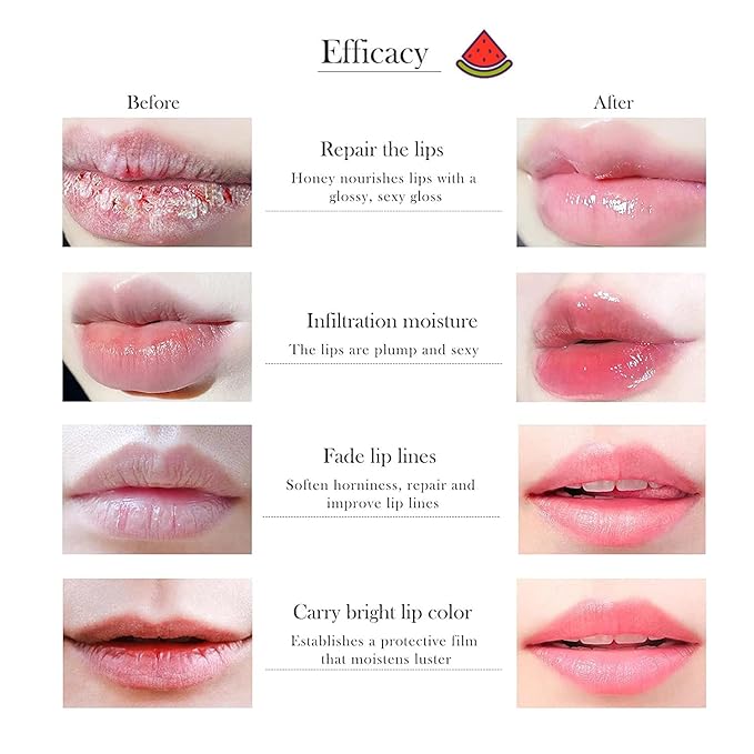 3PCS Lip Balm Honey Lip Balm, Honey Pot Lip Balm Sleeping Lip Mask with Brush, Hydrating & Prevention Dry and Cracked, Lip Scrubs Exfoliator & Moisturizer