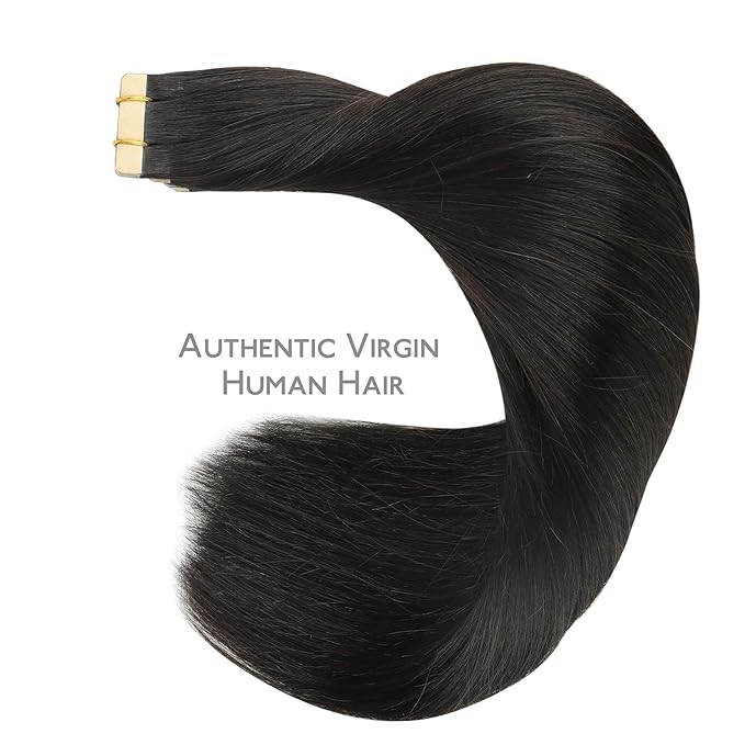 WENNALIFE Tape in Hair Extensions Human Hair, 20pcs 50g 16 inch Natural Black Remy Hair Extensions Straight Human Hair Tape in Extensions Skin Weft Tape Extensions Human Hair