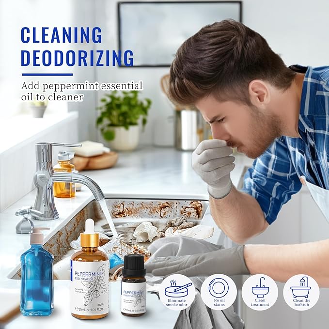 HIQILI 1 Fl Oz Peppermint Oil, for Homemade Spray, Diffuser, 100% Pure Natural 30ML