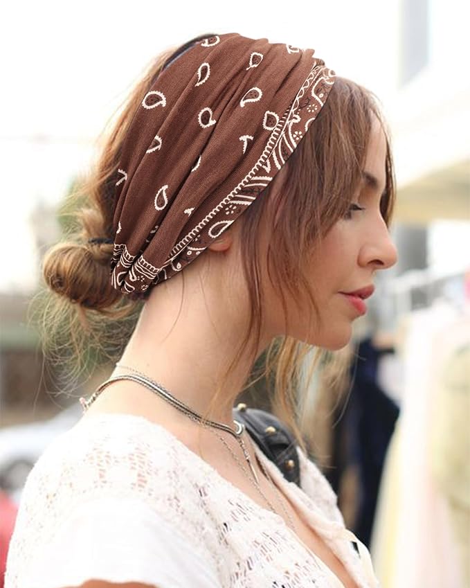 DRESHOW 4 Pack Turban Headbands for Women Wide Vintage Head Wraps Knotted Cute Hair Band Accessories