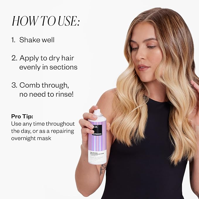 IGK Antisocial Bond-Building Dry Hair Mask, overnight dry hair mask for damaged hair, revive healthy hair, hair treatment, product for hair breakage, vegan protein treatment 5 Oz