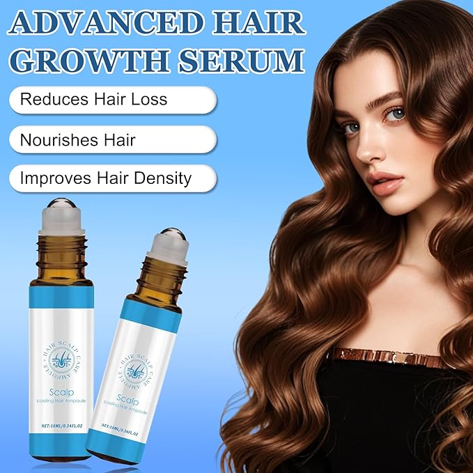 3Pcs Advanced Hair Growth Roll-On Serum, Promotes Growth, Reduces Hair Loss, Nourishes Scalp & Roots with Vitamin E & Natural Oils, For All Hair, Women & Men