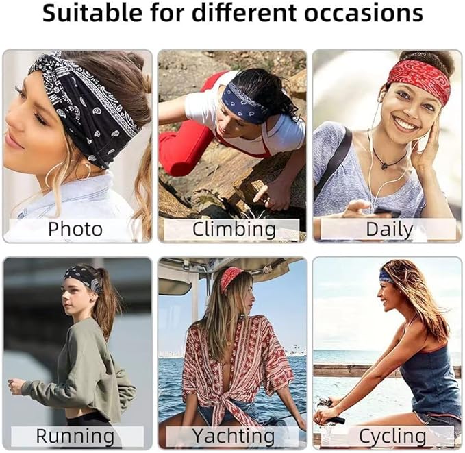 Rainbow Headband for Women Non Slip Elastic Sweat Hairbands Fashion Sports Hair Bands Soft Cloth Fabric Stretchy Headband for Running Workout Yoga
